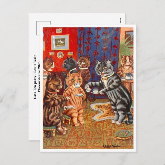 キャッツティーパーティールイワインホリデー葉書 シーズンポストカード (正面/裏面)