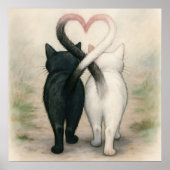 キャッツバレンタインデイホリデーヴィンテージウォーターカラー ポスター (正面)