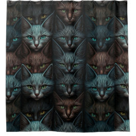 キャッツビューティフルダークエモゴシック愛好家 シャワーカーテン