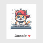 キャッツピ遊アノデザイン音楽・猫好き シール (シート)