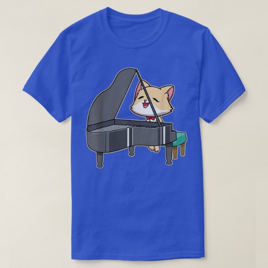 キャッツピ遊アノ音楽愛好家子猫かわいいペットアニメ Tシャツ (デザイン正面)