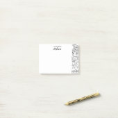 キャッツブラック&ホワイトイラストレーション パーソナライズされた ポストイット (デスク上)