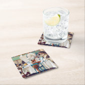 キャッツブレックファーストタイムルイスウェイン スクエアペーパーコースター (インサイチュ)