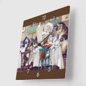 キャッツブレックファーストタイムルイスウェイン スクエア壁時計 (傾斜)