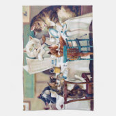 キャッツブレックファーストタイムルイワーイン キッチンタオル (縦)