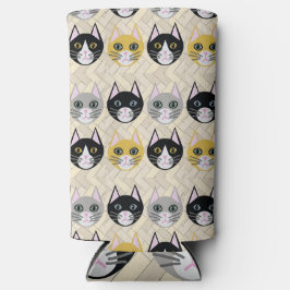 キャッツヘリンボーンベージュ スリム缶クーラー