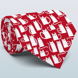 キャッツホリ赤と白デイ ネクタイ