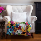 キャッツポップ・アートの抽象芸術デザイン フリースブランケット