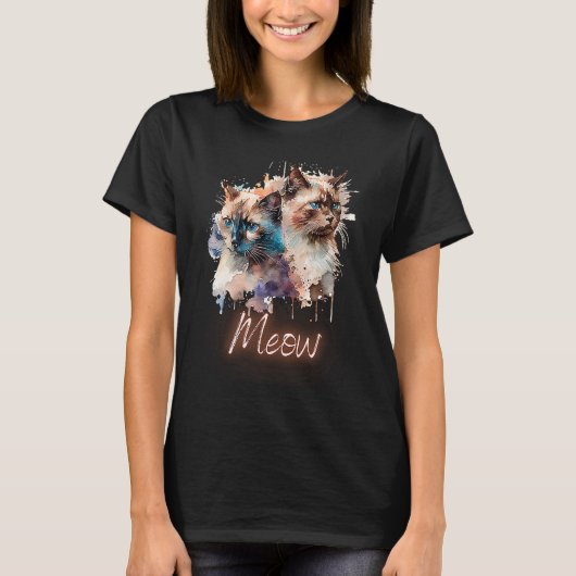 キャッツミャオ・ミャウ子猫 Tシャツ (正面)