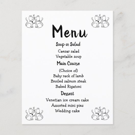 キャッツメニュー白黒ウェディングパーティー子猫 モダン (正面)