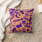 キャッツモーンズこうもりスカルオレンジハロウィーン クッション (ブランケット)