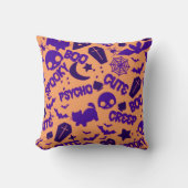 キャッツモーンズこうもりスカルオレンジハロウィーン クッション (正面)