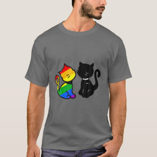 キャッツラブレインボーゲイ子猫カラフルプライド Tシャツ