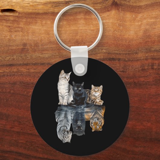 キャッツリフレクション鏡ライオンチータタイガーおもしろいカ キーホルダー (正面)