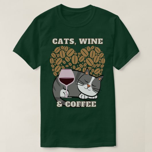 キャッツワインとコーヒー(2) Tシャツ (デザイン正面)