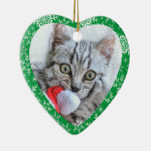 キャッツ初めてのクリスマスグリッター雪片ハート セラミックオーナメント (右)