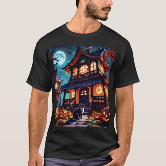 キャッツ幽霊のよく出るおもしろいハウス Tシャツ (正面)