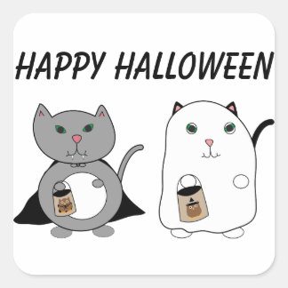 キャッツ幽霊ヴァンパイアハッピーハローウィンカスタム スクエアシール