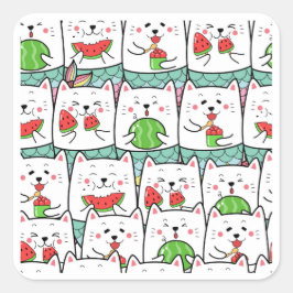 キャッツ食べスイカ スクエアシール