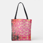 キャッツ・アイガラスのファンキーでフェミニンな花のファッション トートバッグ (裏面)