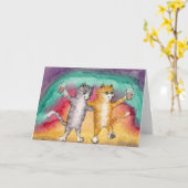 キャッツ・オン・ザ・タウン誕生日カード カード (黄色い花)