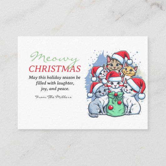キャッツ・メリー・クリスマス、ミュー・クリスマスおもしろい、ギフト エンクロージャーカード (正面)