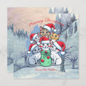 キャッツ・メリー・クリスマス、ミュー・クリスマスおもしろい、ギフト 招待状 (正面/裏面)