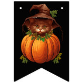キャットおもしろいカボチャハッピーハローウィン バンティングフラッグ (第1の旗)