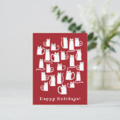 キャットおもしろいクリスマスホリデー シーズンポストカード (スタンド正面)