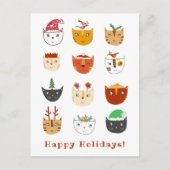 キャットおもしろいクリスマスホリデー シーズンポストカード (正面)