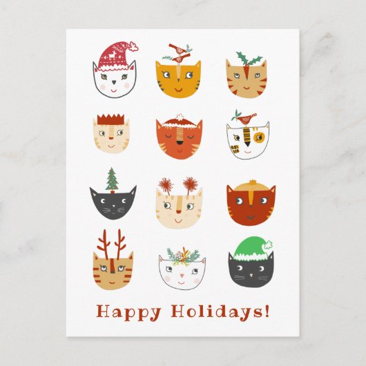 キャットおもしろいクリスマスホリデー シーズンポストカード (正面)
