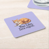 キャットおもしろいコースター – ミニマシンプルリストで美しい スクエアペーパーコースター (アングル)