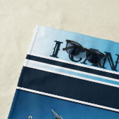 キャットおもしろいスイミングネイビストライプのー ビーチタオル (インサイチュ)