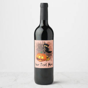 キャットおもしろいハロウィーンキャラクター ワインラベル