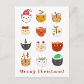 キャットおもしろいマイクリスマスホリデーハガキ シーズンポストカード (正面)