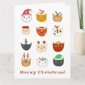 キャットおもしろいマイクリスマスホリデー カード (正面)
