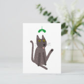 キャットおもしろいユーモアホリデー シーズンポストカード (スタンド正面)