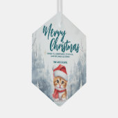 キャットおもしろい子猫メリークリスマスツリー雪ホリデーパーティー ガラスオーナメント (正面右)
