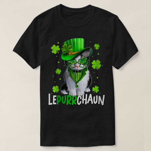 キャットおもしろい猫好きシャムロックSt patricks day Tシャツ (デザイン正面)