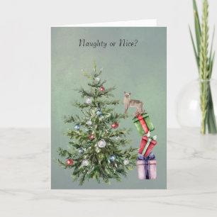 キャットおもしろい登山アクリスマスツリーホリデーカード シーズンカード