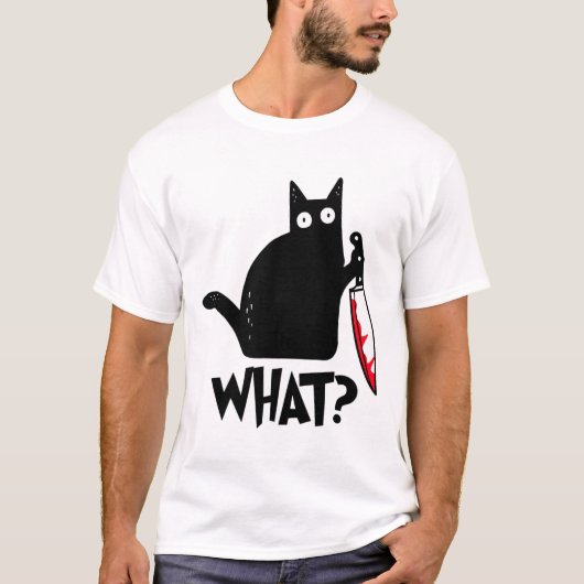 キャットおもしろいWhat Black Cat Shirt Tシャツ (正面)