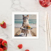 キャットがハンバーガーを食べている スタンダードカクテルナプキン (インサイチュ)