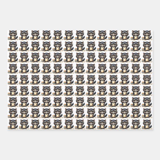 キャットとコーヒーの包装紙 ラッピングペーパーシート (正面3)