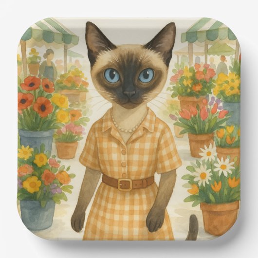 キャットはFlowers Marketでロンドン・イングランドにいる ペーパープレート (正面)