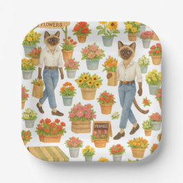 キャットはFlowers Marketでロンドン・イングランドにいる ペーパープレート
