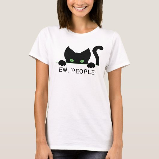 キャットアイおもしろいズデザインEw people for猫好き Tシャツ (正面)