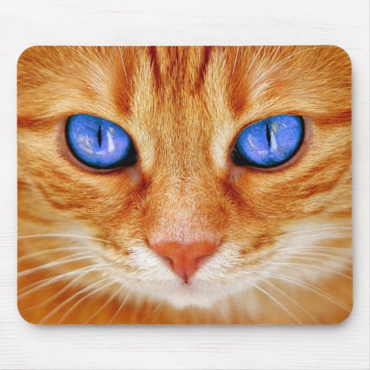 キャットアイキャットアイズ顔タイガーサバ赤猫 マウスパッド (正面)