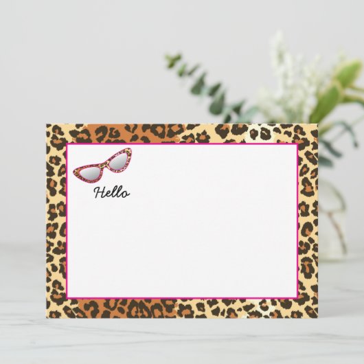 キャットアイグラスヒョウ柄(名前をカスタムする付) サンキューカード (スタンド正面)