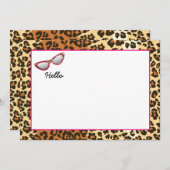 キャットアイグラスヒョウ柄(名前をカスタムする付) サンキューカード (正面/裏面)