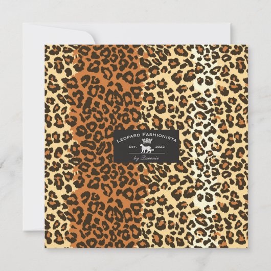 キャットアイグラスヒョウ柄(名前をカスタムする付) ノートカード (裏面)